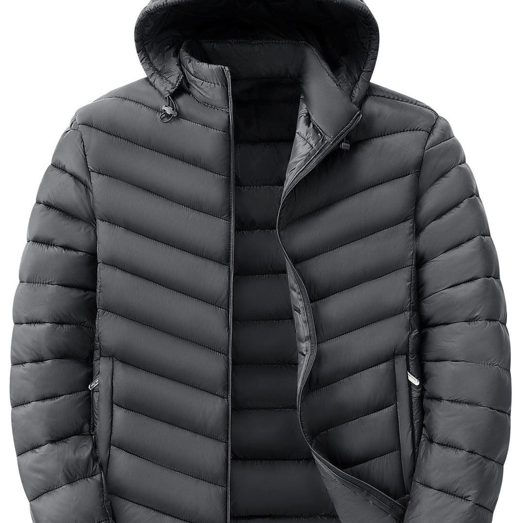 Men's ultralight quilted hooded jacket with thermal insulation & packable design Hudson & Parker