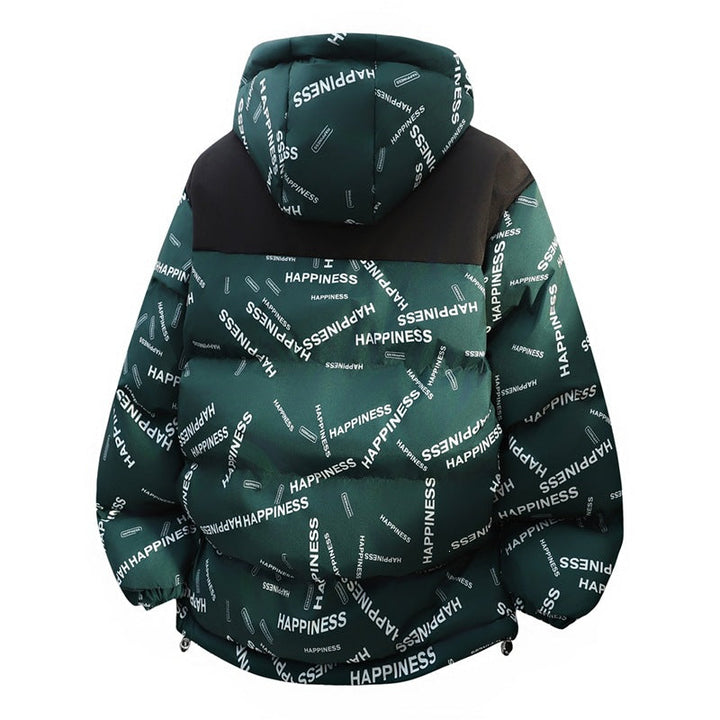 Unisex Oversize Padded Hoodie Jacket with Allover Print & Contrast Yoke Hudson & Parker
