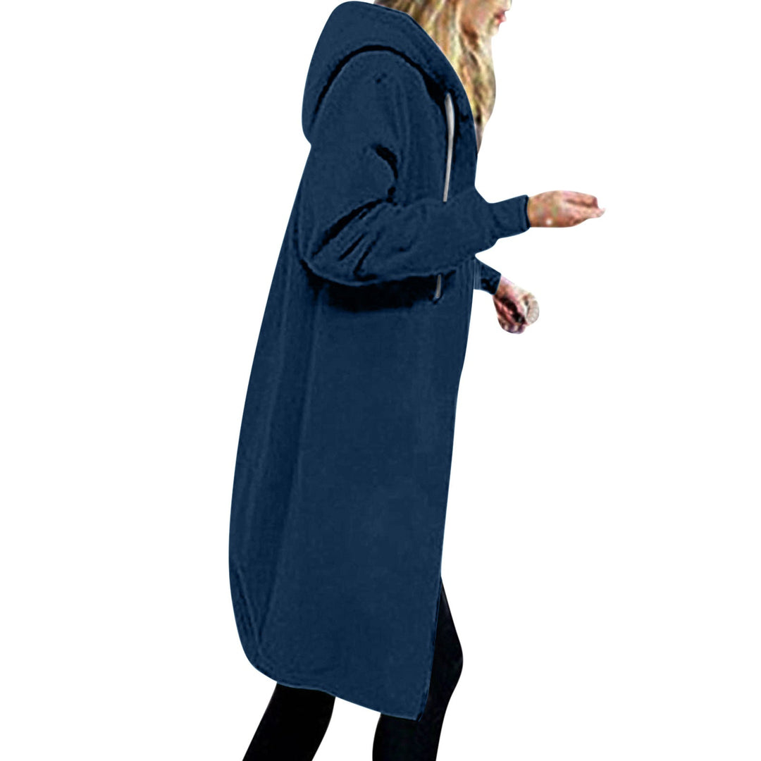 Women's longer oversized hoodie coat with rounded hem and zip pockets Hudson & Parker