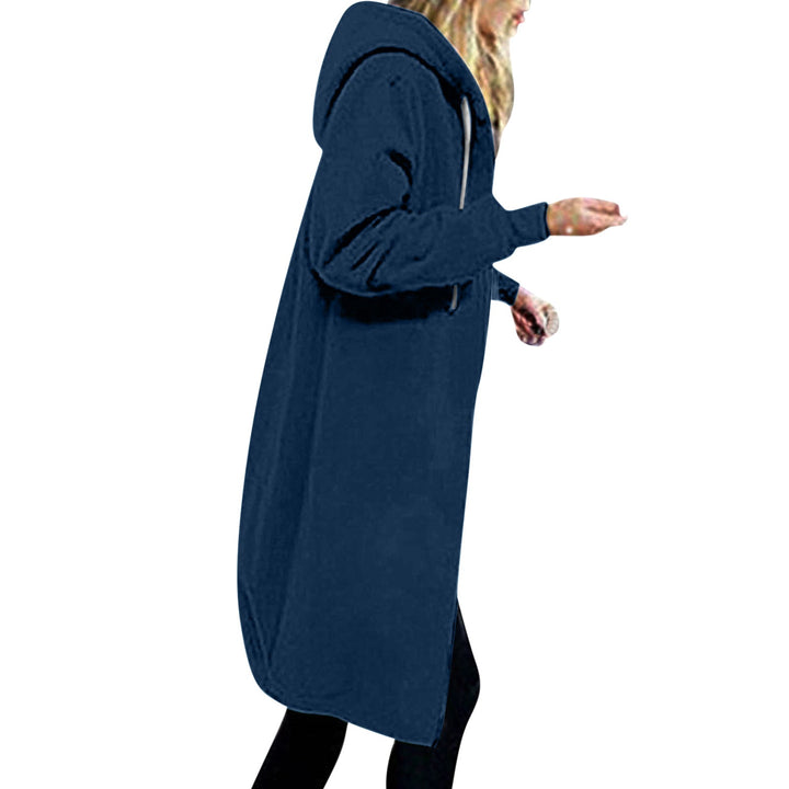 Women's longer oversized hoodie coat with rounded hem and zip pockets Hudson & Parker