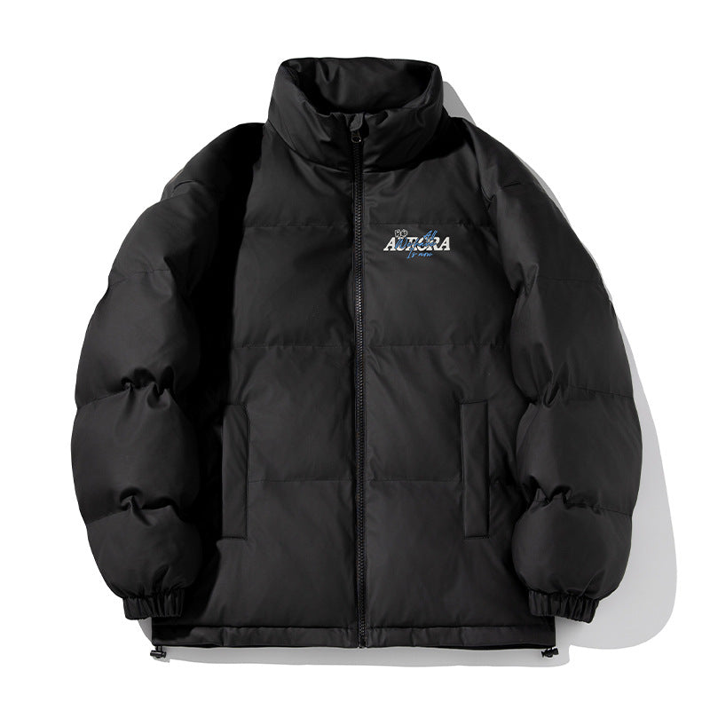 Unisex Insulated Puffer Jacket in minimalist boxy cut with high stand-up collar, concealed zipper, and drawstring hem Hudson & Parker