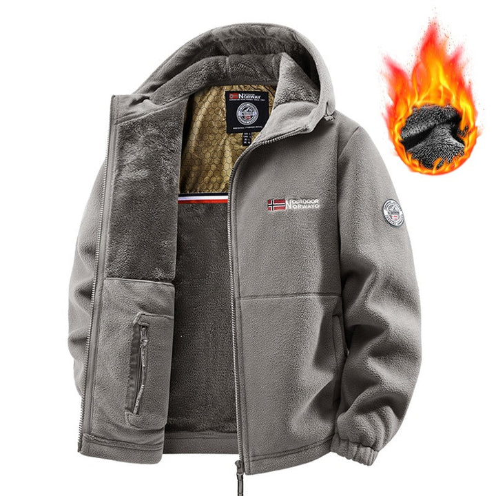 Men's teddy fleece hoodie with thermal insulation, two-way zipper & concealed zip pockets Hudson & Parker