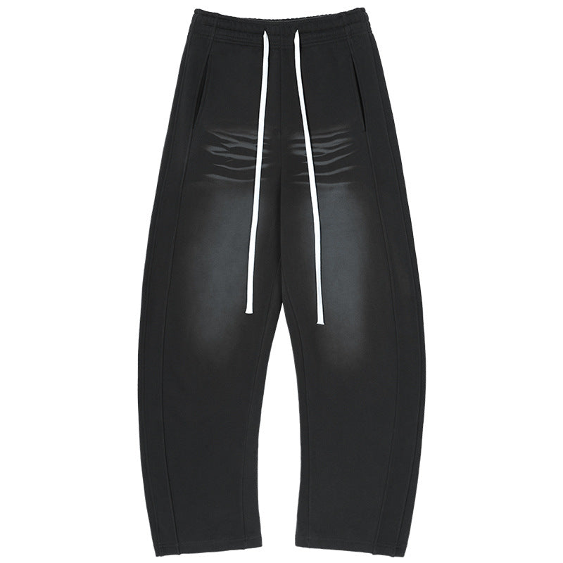 Men's wide sweatpants in harem cut with a deep crotch, extra long drawstrings, and vintage fade Hudson & Parker