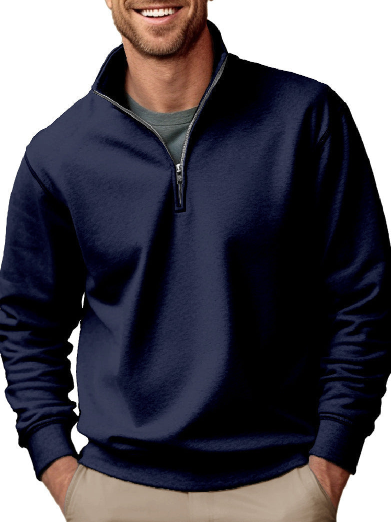Men's half-zip sweatshirt with stand-up collar and soft fleece interior lining Hudson & Parker