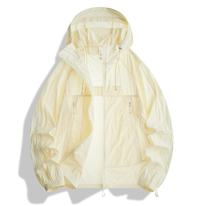 Men's Ultralight Hooded Wind Jacket with Pack Function, Mesh Lining & Zipper Pockets Hudson & Parker
