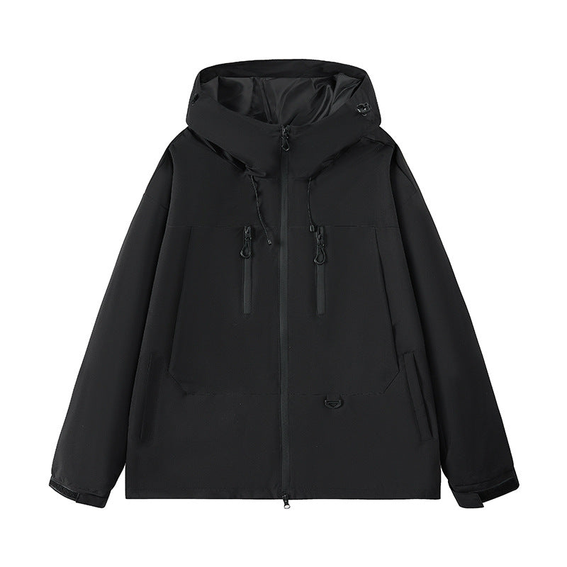 Men's technical water-repellent hooded transition jacket with taped zippers & utility pockets Hudson & Parker