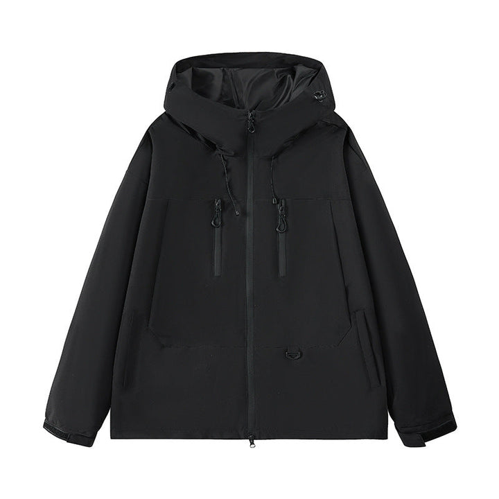 Men's technical water-repellent hooded transition jacket with taped zippers & utility pockets Hudson & Parker