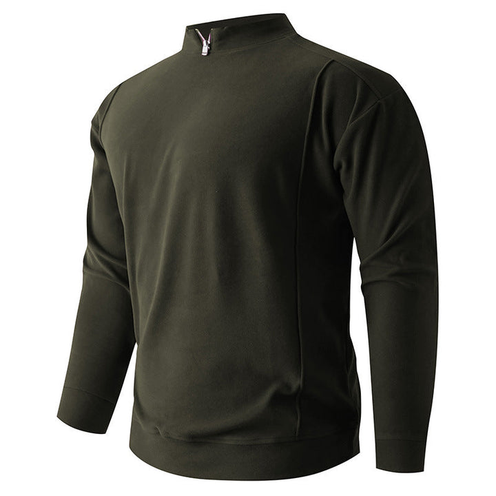 Men's Comfortable Stretch Half-Zip Sweater with Stand-Up Collar and Brushed Inner Lining Hudson & Parker