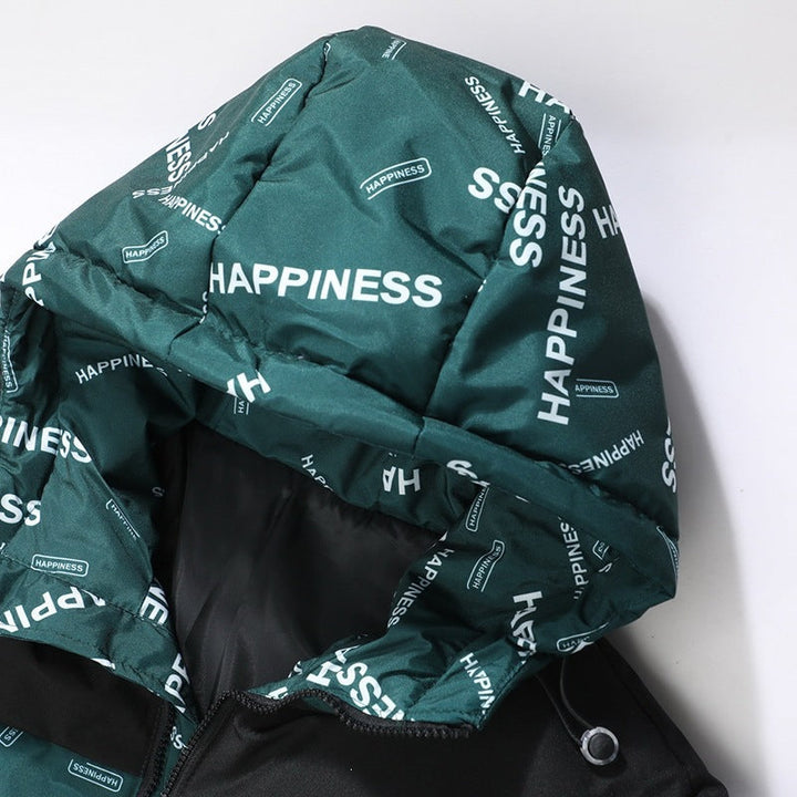 Unisex Oversize Padded Hoodie Jacket with Allover Print & Contrast Yoke Hudson & Parker
