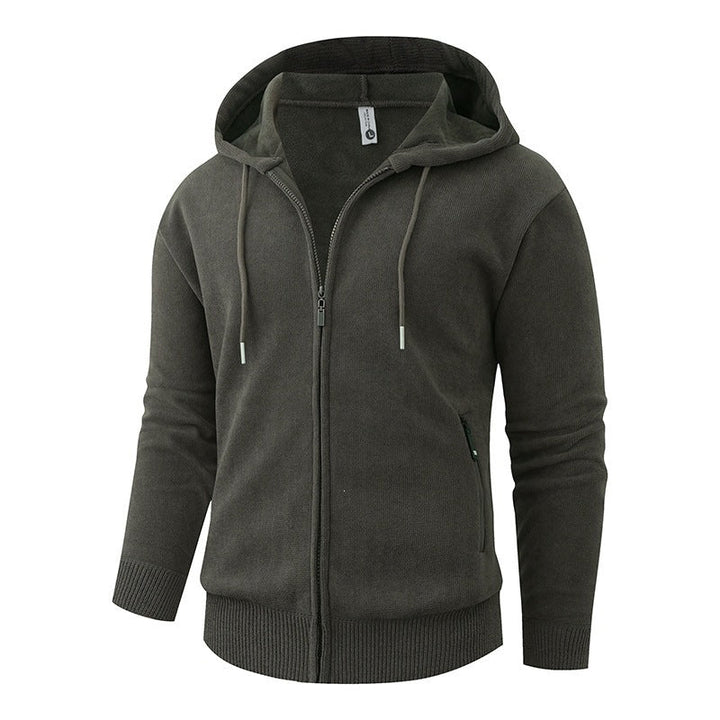 Men's Hooded Fleece Jacket with Full Zip and Ribbed Cuffs Hudson & Parker