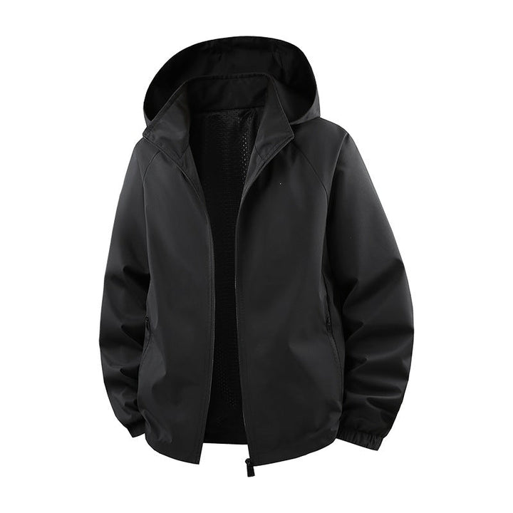 Men's Ultra-Light Breathable Hooded Transition Jacket with Mesh Lining and Water-Repellent Microripstop Shell Hudson & Parker