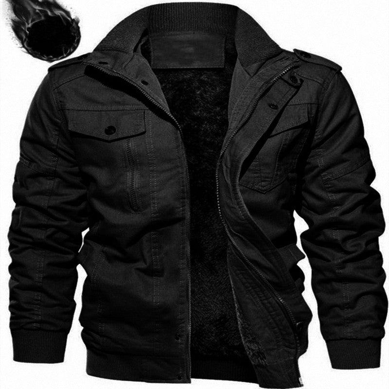Men's Insulated Canvas Field Jacket with Teddy Lining and Shoulder Flaps Hudson & Parker