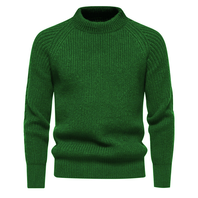Men's coarse structure mock neck pullover with reinforced ribbed hem and raglan sleeves Hudson & Parker