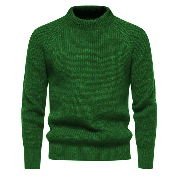 Men's coarse structure mock neck pullover with reinforced ribbed hem and raglan sleeves Hudson & Parker