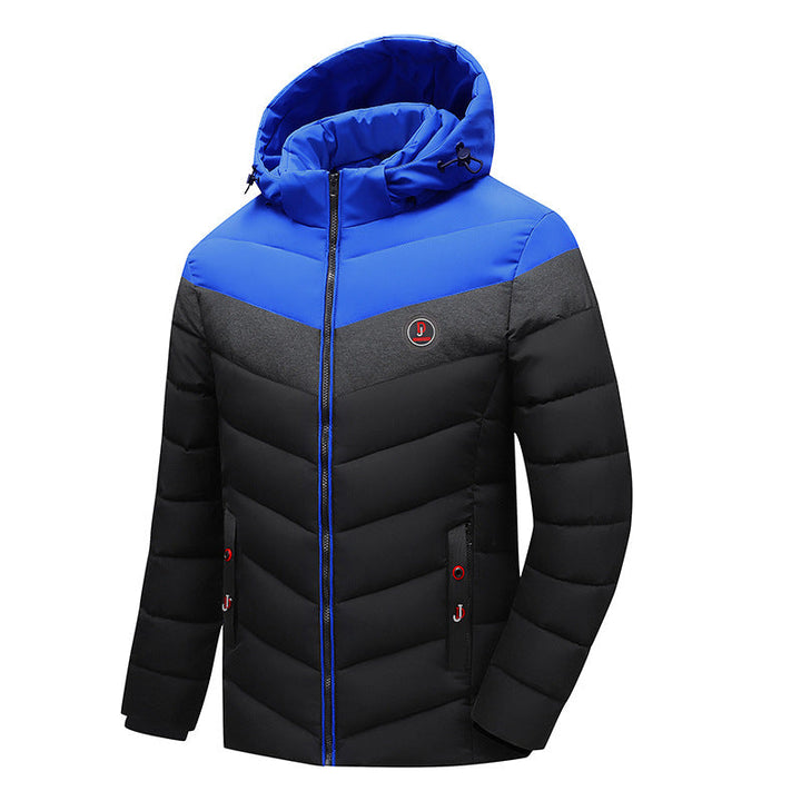 Men's Quilted Anorak with Hood and Padded Chevron Insulation Jacket Hudson & Parker