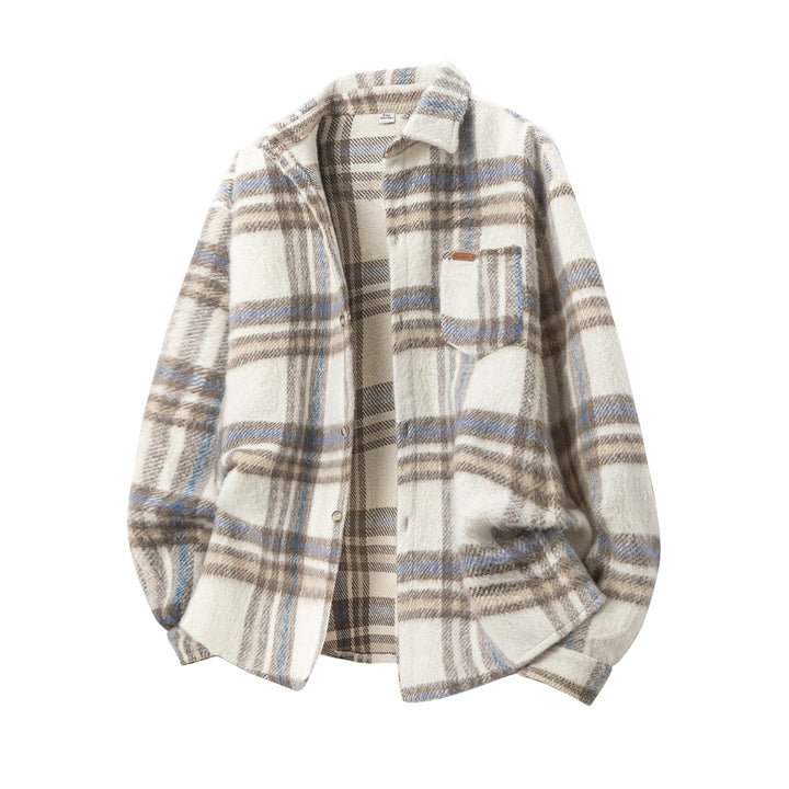 Unisex Oversize Check Shirt Jacket with Soft Boucle Finish Hudson & Parker