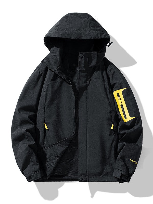 Men's Technical Outdoor Softshell Jacket with Hood, Arm Pocket and Mesh Lining Hudson & Parker