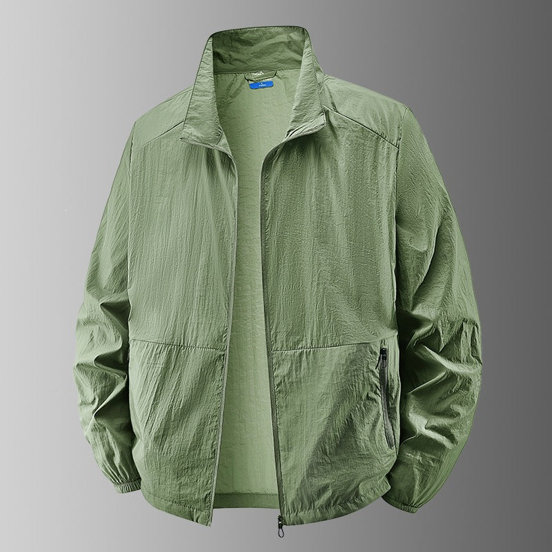 Men's ultralight windproof transitional jacket with stand-up collar and compact pack function Hudson & Parker