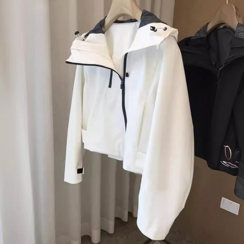 Women Water-Repellent Hooded Jacket in Minimalist Urban Design with Concealed Zipper Hudson & Parker