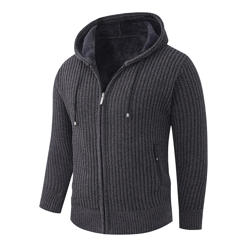 Men's Hoodie Cardigan with Teddy Lining and Full Zip Hudson & Parker