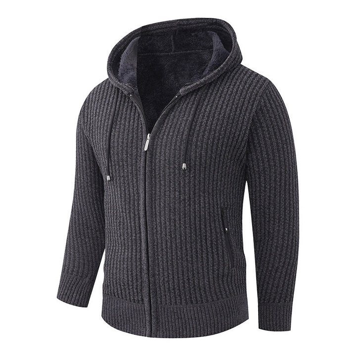 Men's Hoodie Cardigan with Teddy Lining and Full Zip Hudson & Parker