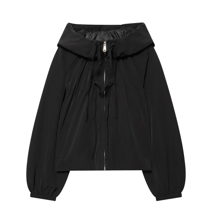 Ladies Short Hooded Windbreaker with Drawstring and Zipper Hudson & Parker