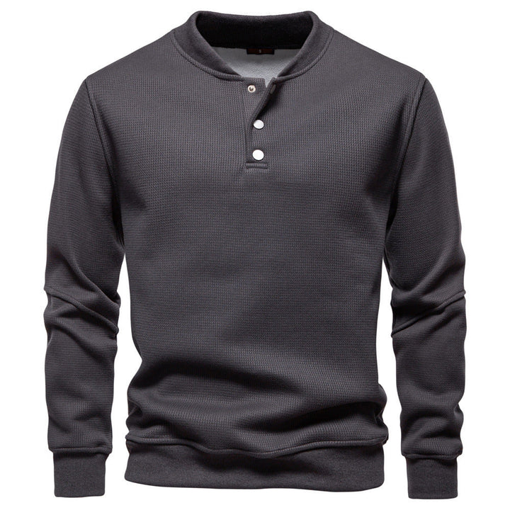 Men's waffle texture Henley pullover with short snap button closure and ribbed cuffs Hudson & Parker