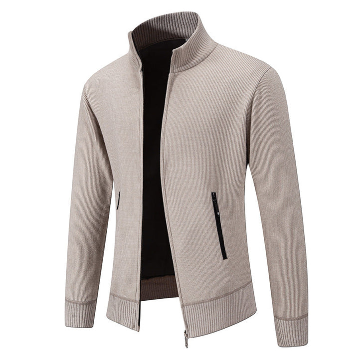 Men's fine-knit zip jacket with stand-up collar and concealed zipper Hudson & Parker