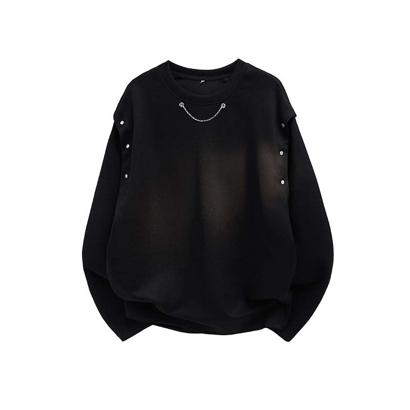 Women's Oversized Sweatshirt with Chain Detail and Snap Button Sleeve Opening Hudson & Parker