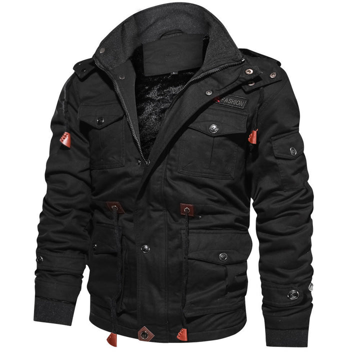 Men's padded field jacket made of canvas with hood and multiple pockets Hudson & Parker