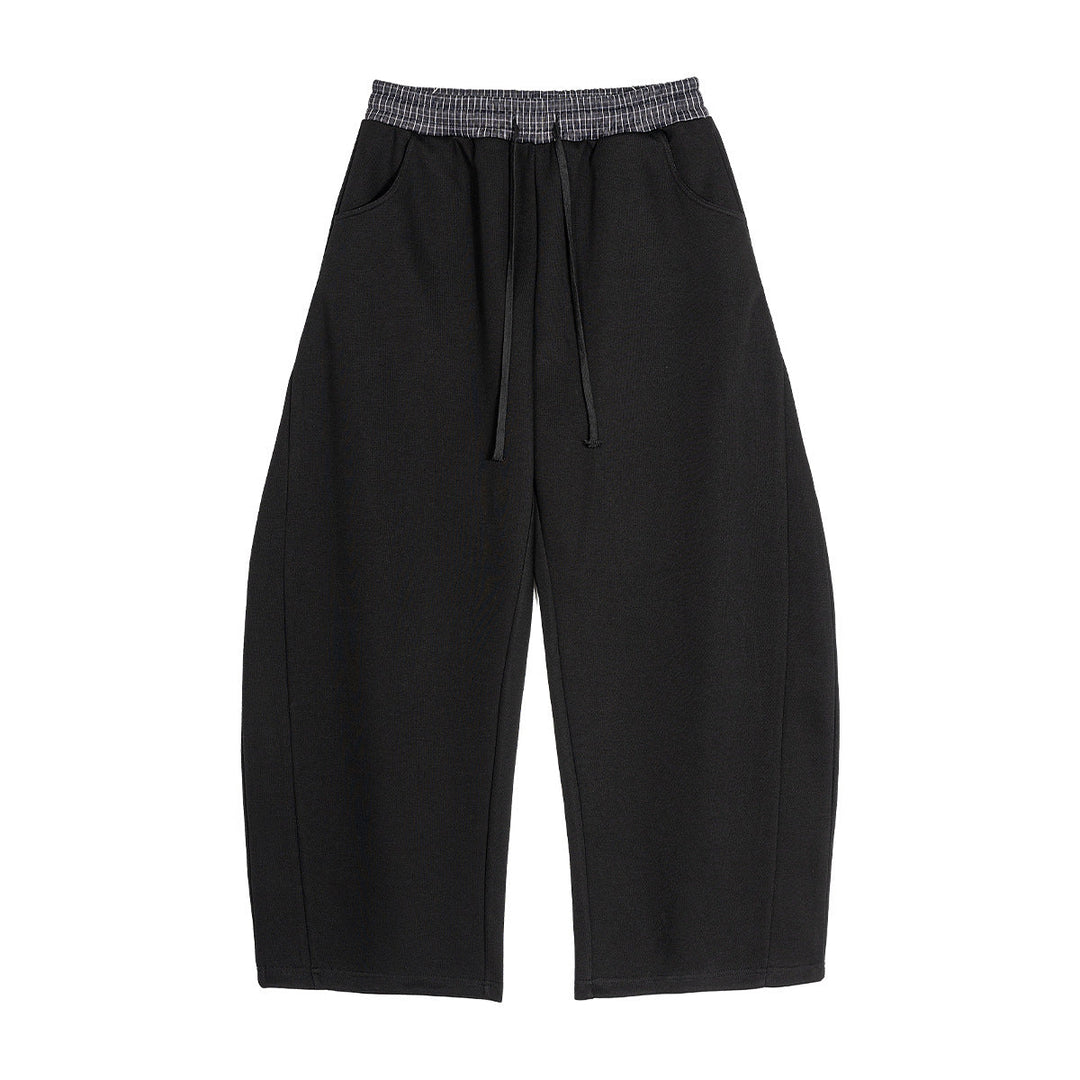 Women's Loose Cropped Sweatpants with Drop Crotch, Drawstring and Contrasting Waistband Hudson & Parker