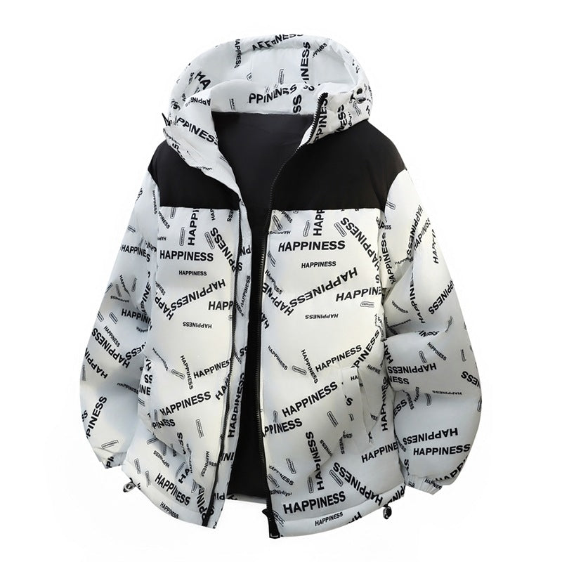 Unisex Oversize Padded Hoodie Jacket with Allover Print & Contrast Yoke Hudson & Parker