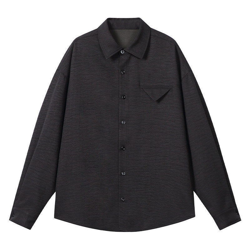 Men's Lightweight Textured Overshirt with Shirt Collar and Chest Flap Pocket Hudson & Parker