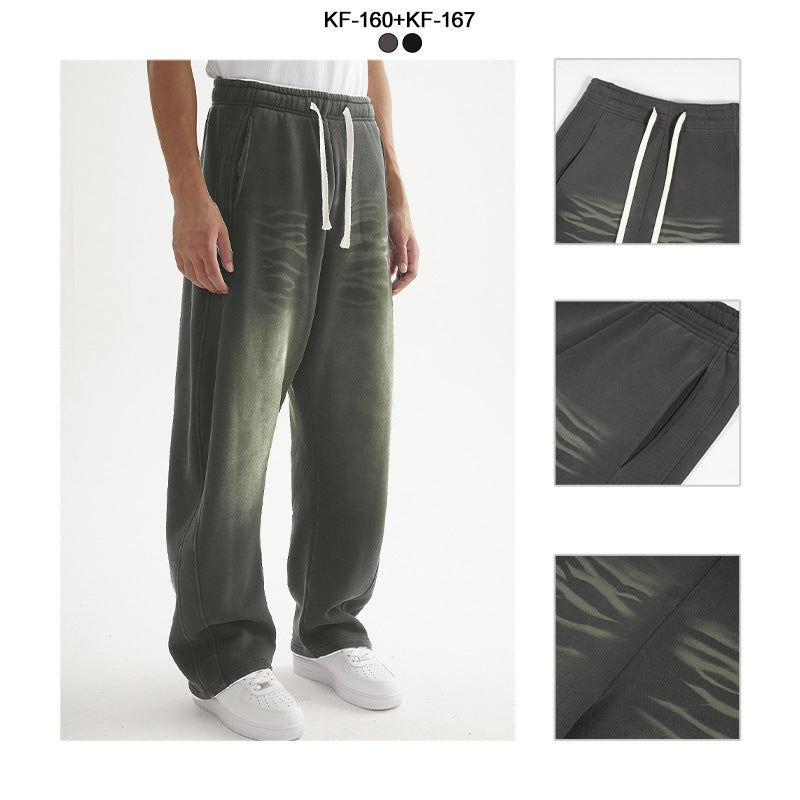 Men's wide sweatpants in harem cut with a deep crotch, extra long drawstrings, and vintage fade Hudson & Parker