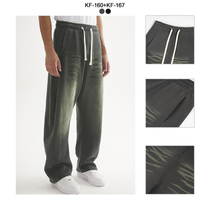 Men's wide sweatpants in harem cut with a deep crotch, extra long drawstrings, and vintage fade Hudson & Parker