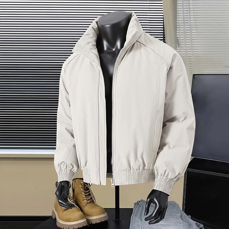 Men's Lightweight Harrington Jacket with Stand-Up Collar, Elastic Hem, and Two-Way Zipper Hudson & Parker