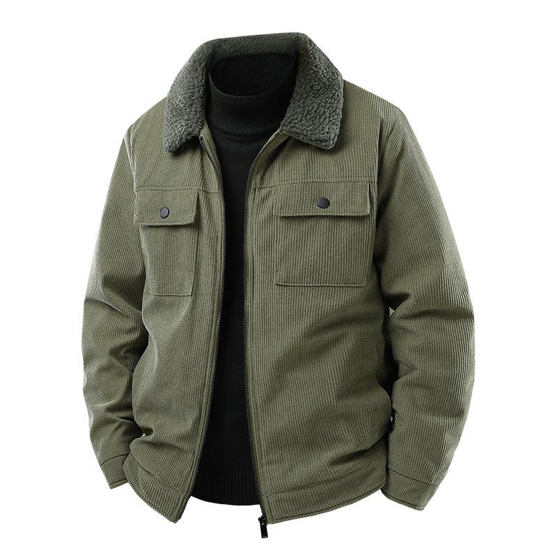 Men's cord jacket with sherpa collar, quilted thermal lining and chest pockets Hudson & Parker