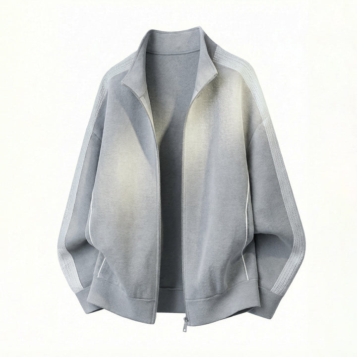 Men's oversized fleece zip jacket with stand-up collar and structured sleeve inserts Hudson & Parker