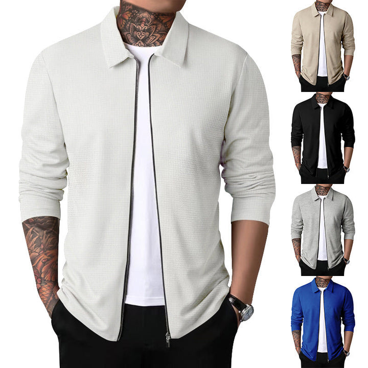 Men's nano structured shirt jacket with waffle structure, full-length zipper and slim fit Hudson & Parker