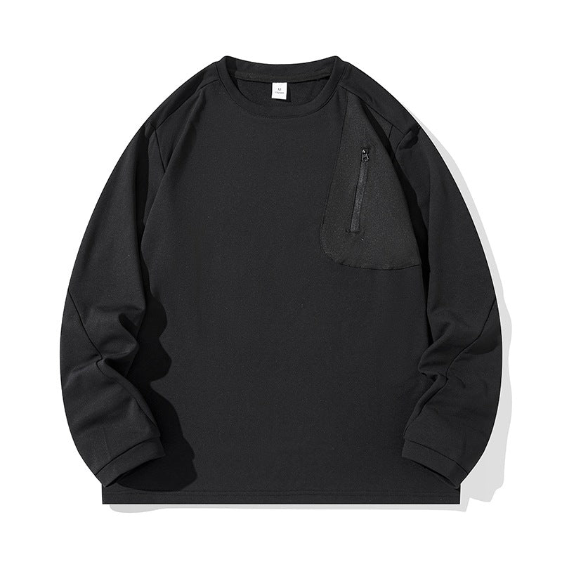 Unisex Oversize Long Sleeve Sweatshirt with Chest Zipper Pocket and Crew Neck Hudson & Parker