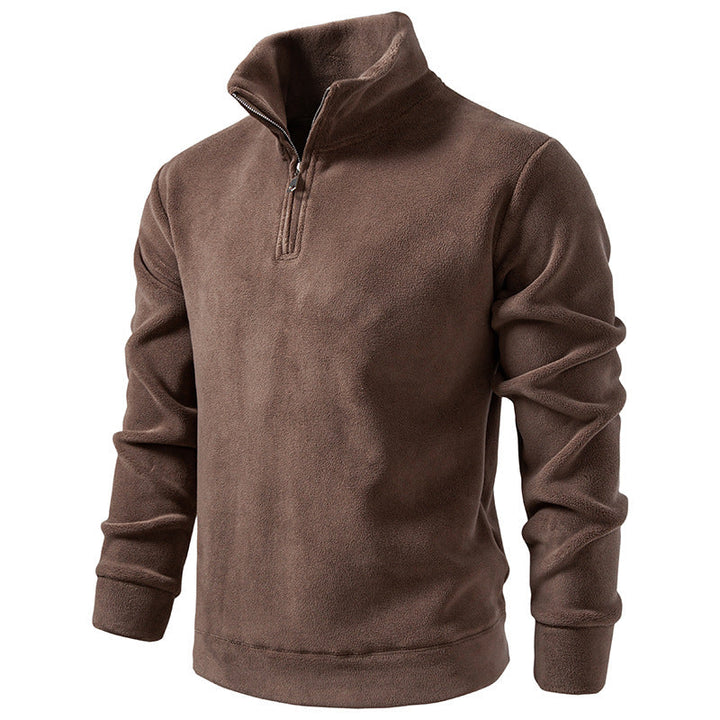 Men's Fleece Half-Zip Pullover with Standing Collar and Soft Microfleece Hudson & Parker