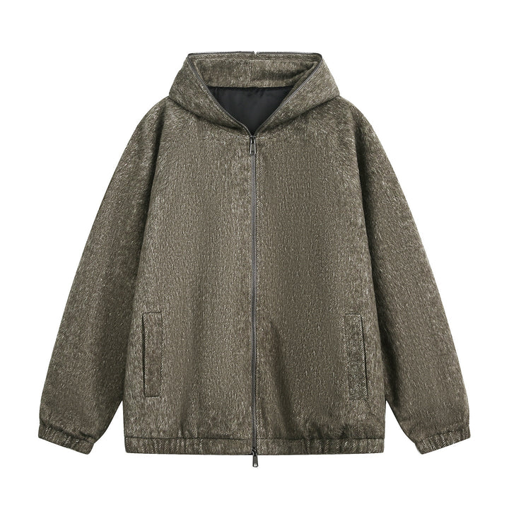 Unisex Boxy Hooded Jacket with Structured Fabric, Two-Way Zipper and Elastic Hem Hudson & Parker