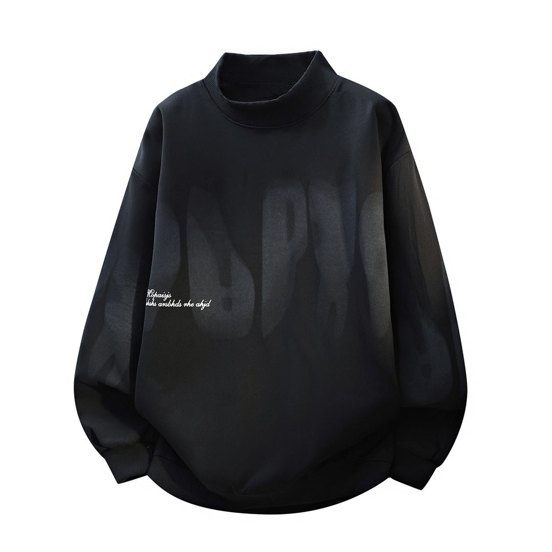 Unisex Oversize-Round-Neck-Sweatshirt with Stand-Up Collar, Abstract Print & Ribbed Cuffs Hudson & Parker