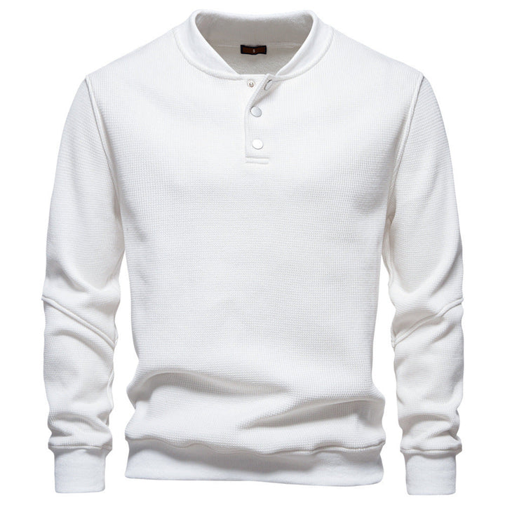 Men's waffle texture Henley pullover with short snap button closure and ribbed cuffs Hudson & Parker