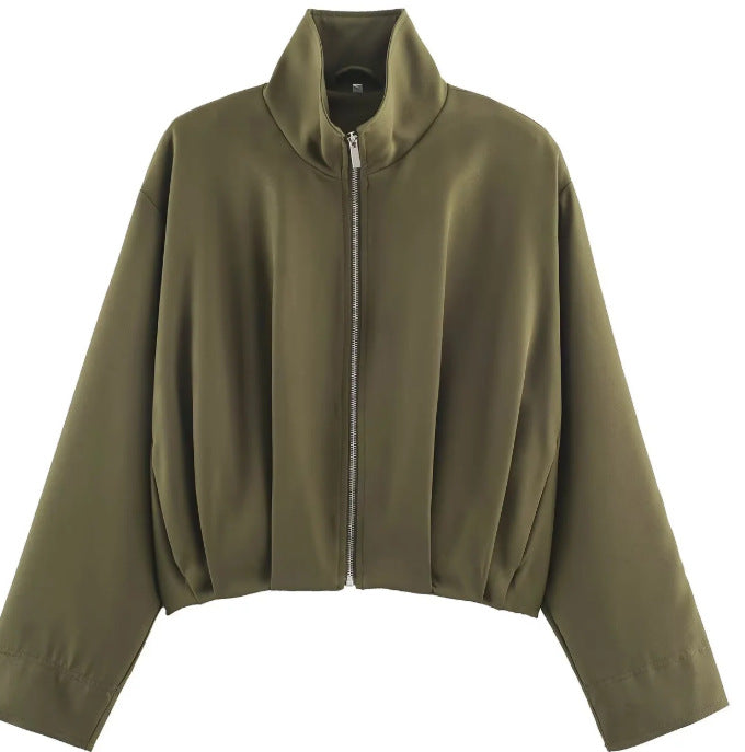 Women’s short-cut boxy blouson with high stand-up collar and dropped shoulders Hudson & Parker