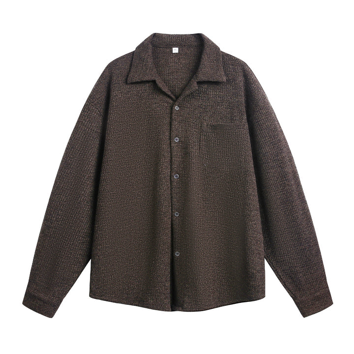 Unisex Comfortable Overshirt made of textured knit with shirt collar and chest pocket Hudson & Parker