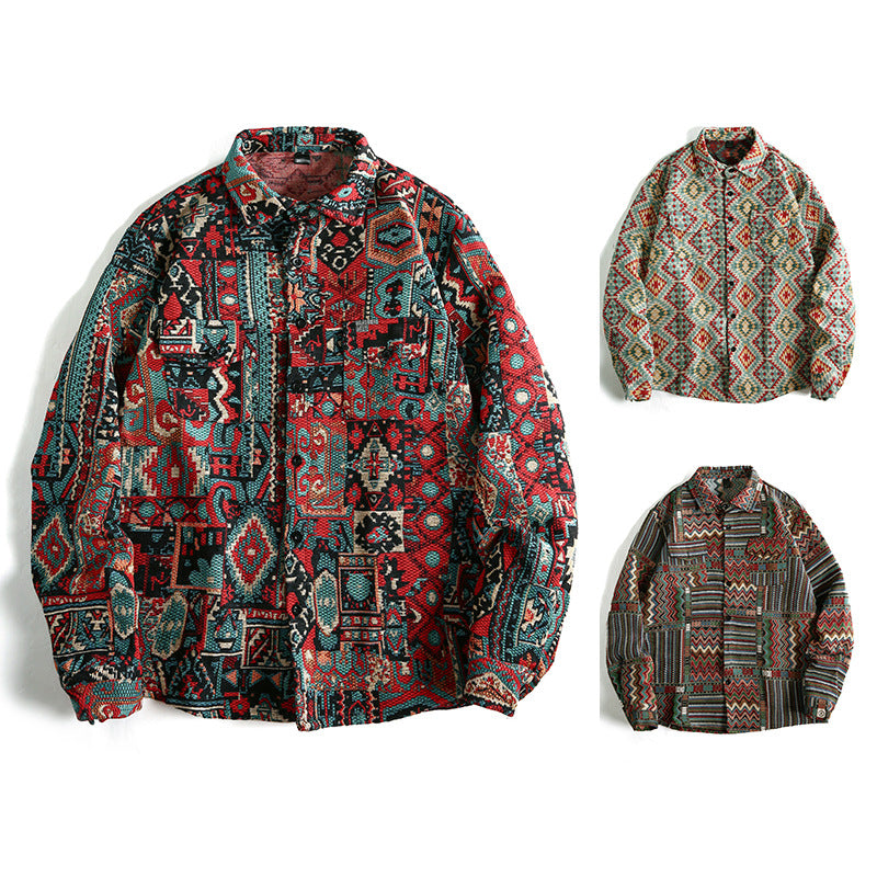 Men's Patterned Overshirt Jacket in Patchwork Jacquard Hudson & Parker