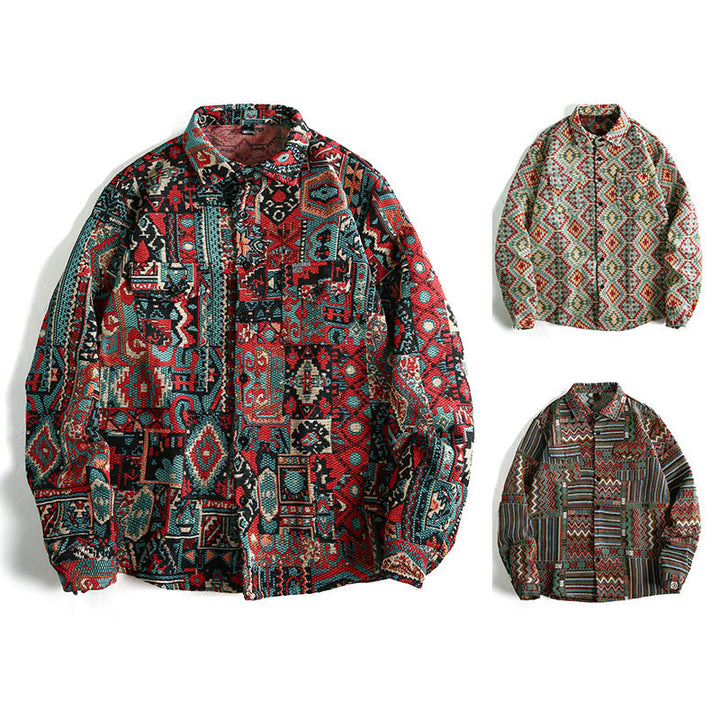 Men's Patterned Overshirt Jacket in Patchwork Jacquard Hudson & Parker