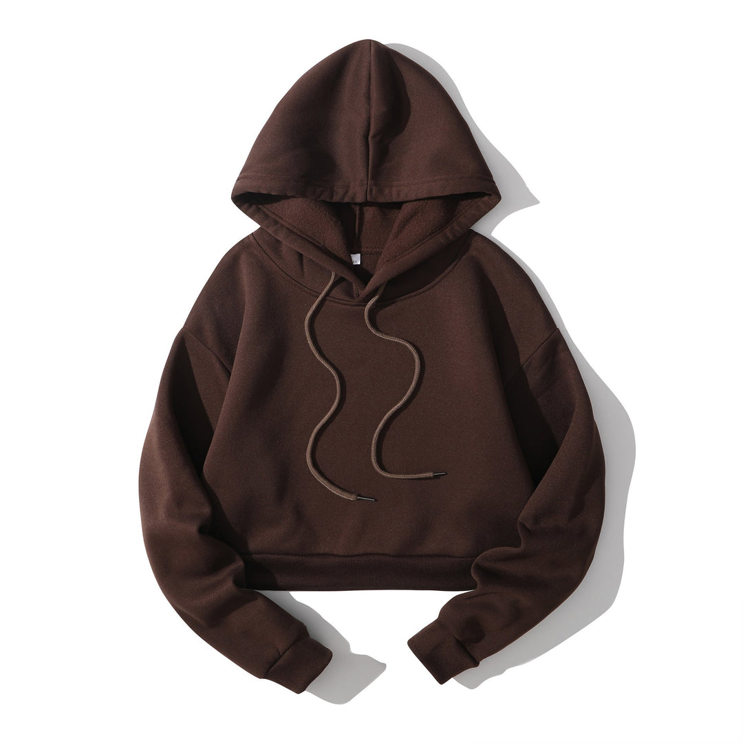 Women's cropped hoodie with soft fleece interior and elastic ribbed hem Hudson & Parker