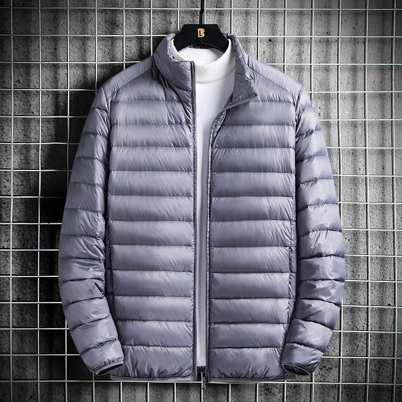 Men's Lightweight Quilted Insulated Padded Jacket with Stand-Up Collar and Pack Function Hudson & Parker
